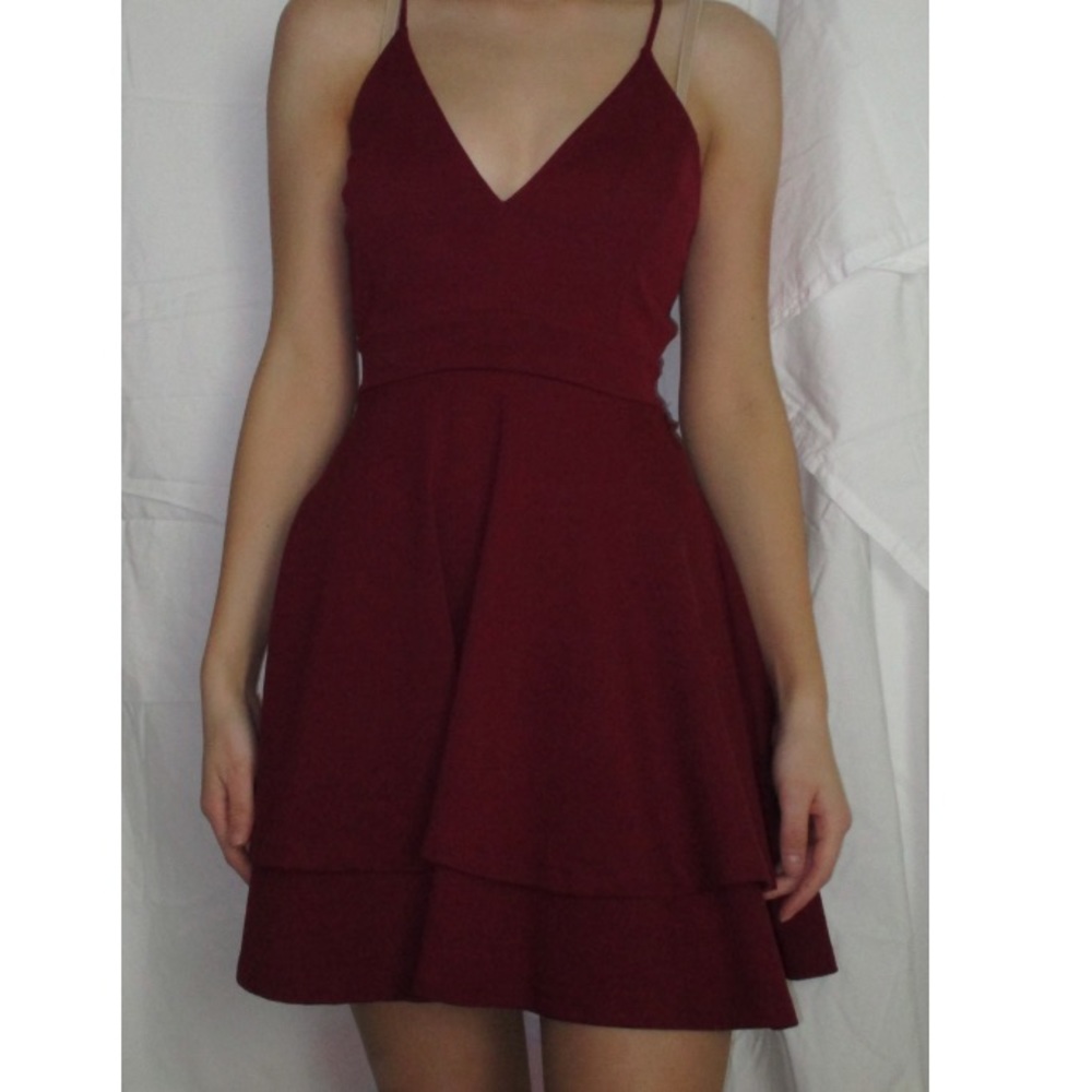Windsor Burgundy Open-Back Dress